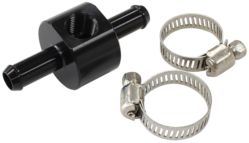 INLINE PRESSURE GAUGE ADAPTER 5/16" BARBS W/ 1/8" NPT, BLACK Default Title