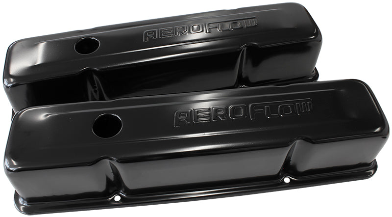 STEEL VALVE COVERS, SBC TALL BLACK WITH AEROFLOW LOGO Default Title