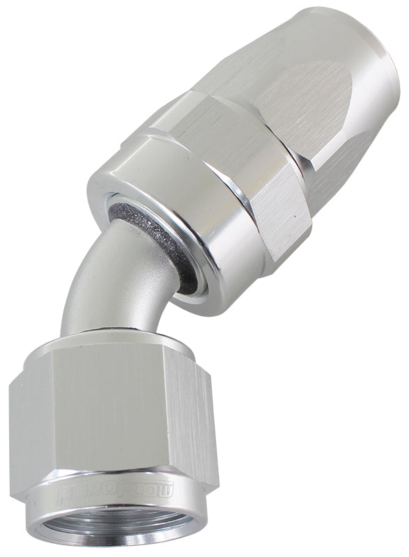 ALLOY 45 DEG HOSE END -10AN SILVER FULL SWIVEL SUIT TEFLON Default Title
