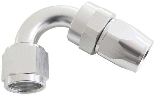ALLOY 120 DEG HOSE END -6AN   SILVER FULL SWIVEL SUIT TEFLON