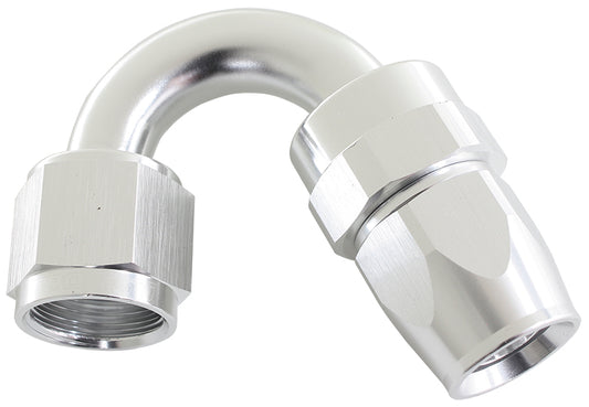 ALLOY 150 DEG HOSE END -6AN   SILVER FULL SWIVEL SUIT TEFLON