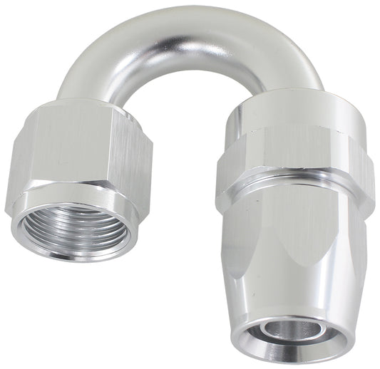 ALLOY 180 DEG HOSE END -4AN   SILVER FULL SWIVEL SUIT TEFLON