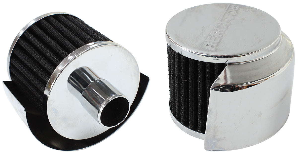 1" PUSH IN BREATHER W/ SHIELD3" O.D,2-1/2" H,CHROME TOP Default Title
