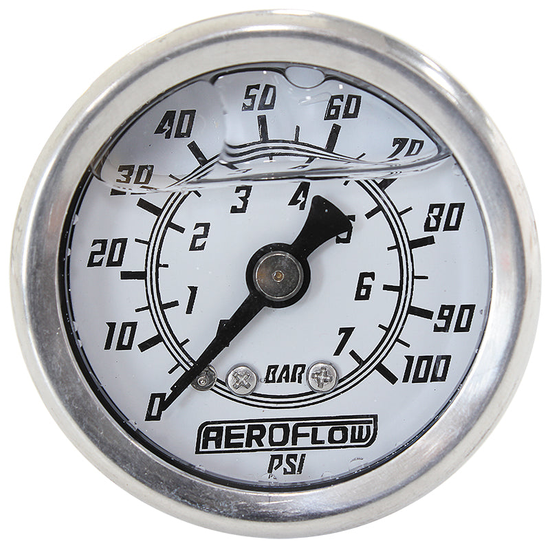 1-1/2" 0-100 PSI LIQ FIL GAUGEWHITE FACE BLACK POINTER Default Title