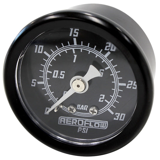 1-1/2" 0-30 PSI PRESS GAUGE   BLACK FACE WHITE POINTER