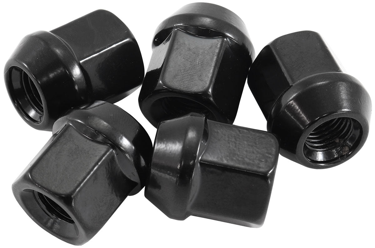 1/2"-20 ACORN SHORT OPEN      WHEEL NUTS BLACK (5 PACK)