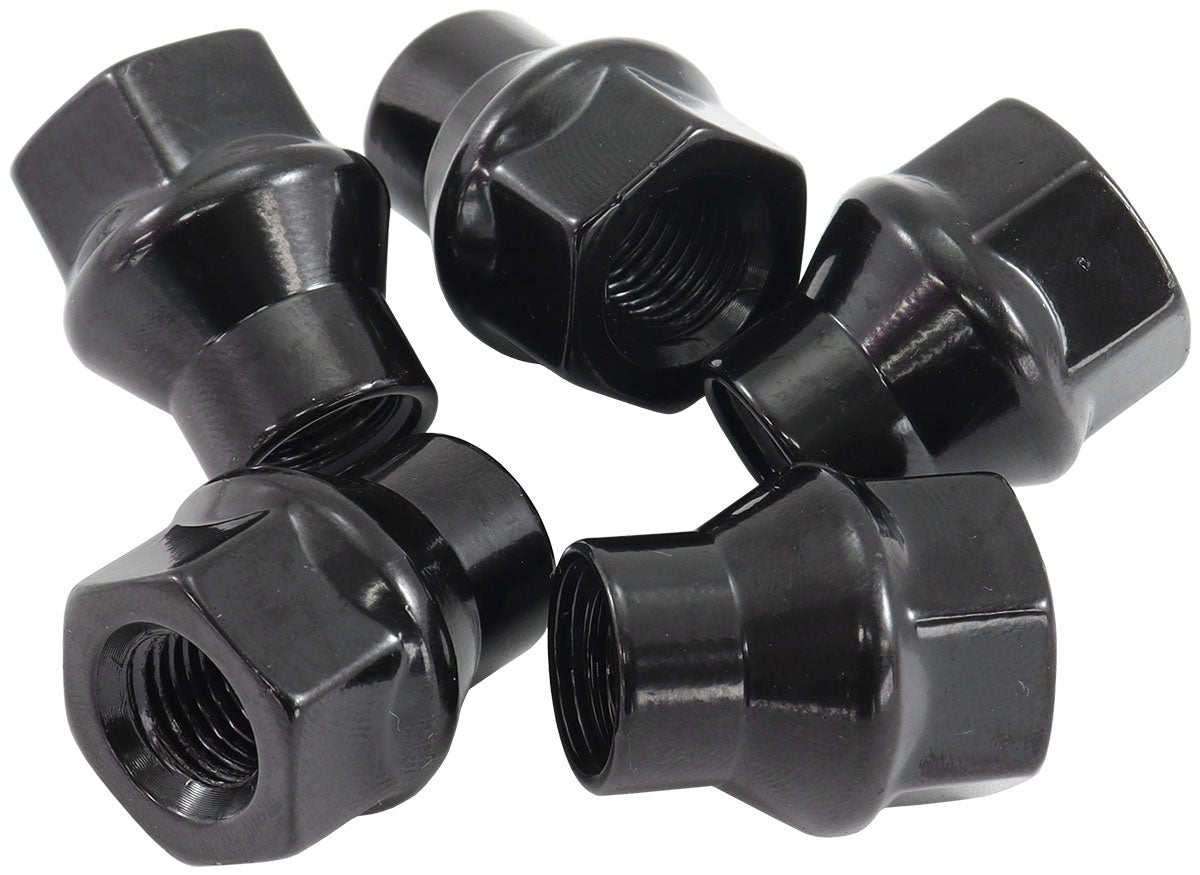 1/2"-20 CONICAL ET OPEN       WHEEL NUTS BLACK (5 PACK)