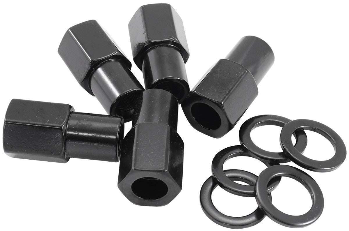 1/2"-20 .750" SHANK OPEN      WHEEL NUTS BLACK (5 PACK)