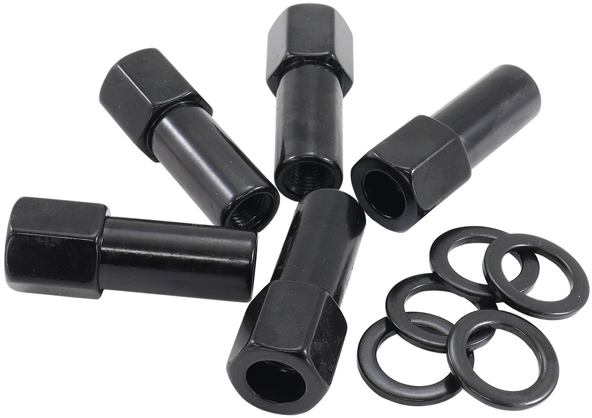 1/2"-20 1.38" SHANK OPEN      WHEEL NUTS BLACK (5 PACK)