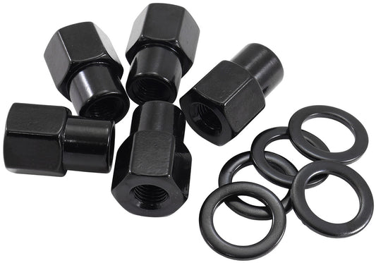 M12 X 1.50mm .550" SHANK OPEN WHEEL NUTS BLACK (5 PACK)