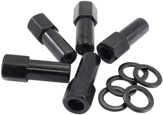 M12 X 1.50mm 1.38" SHANK OPEN WHEEL NUTS BLACK (5 PACK)