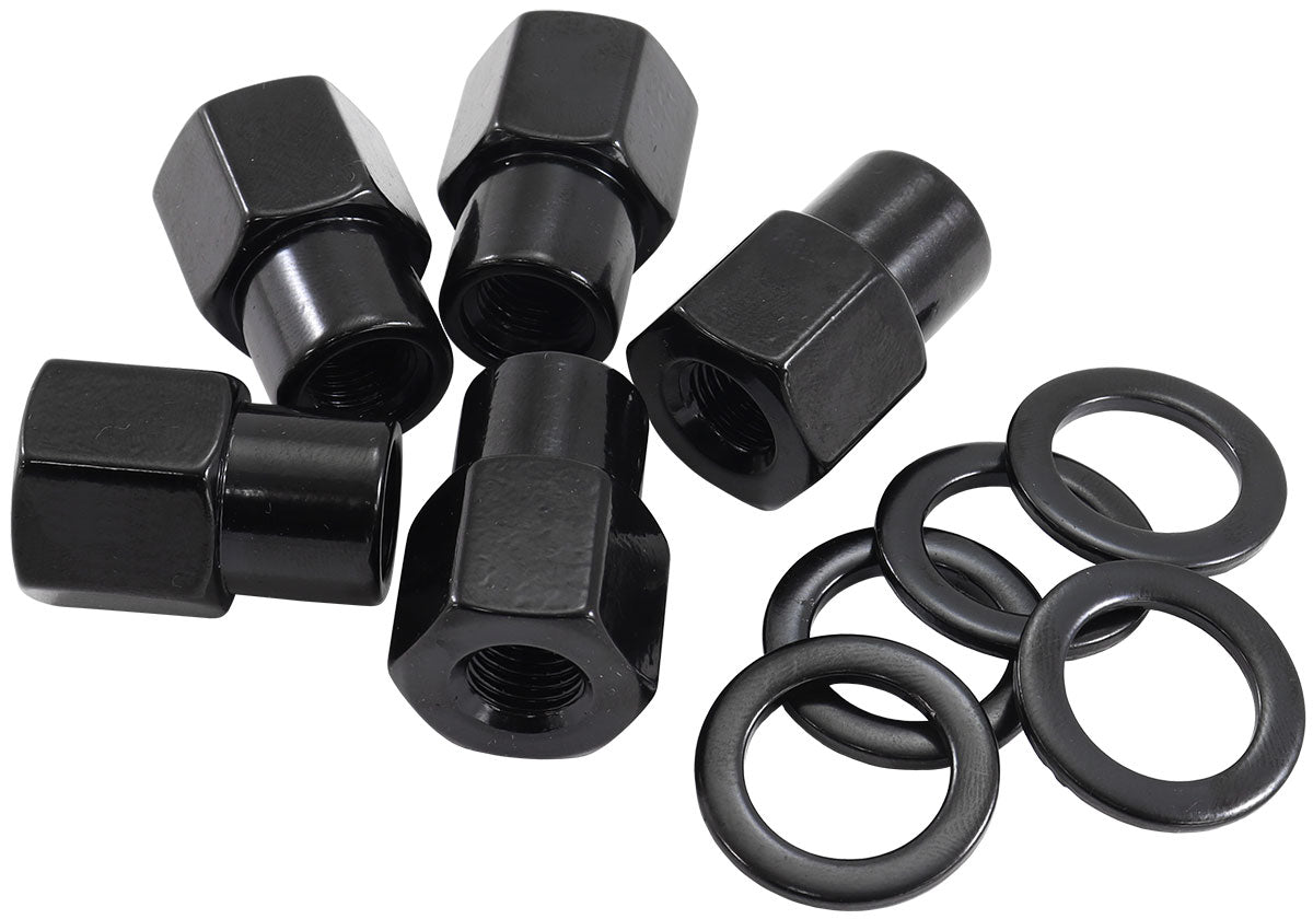 M14 X 1.50mm .550" SHANK OPEN WHEEL NUTS BLACK (5 PACK)