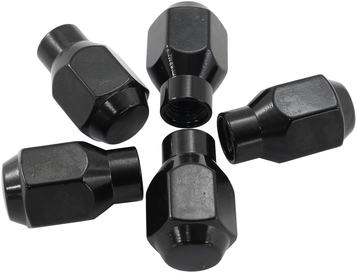 7/16"-20 CONICAL ET CLOSED    WHEEL NUTS BLACK (5 PACK)