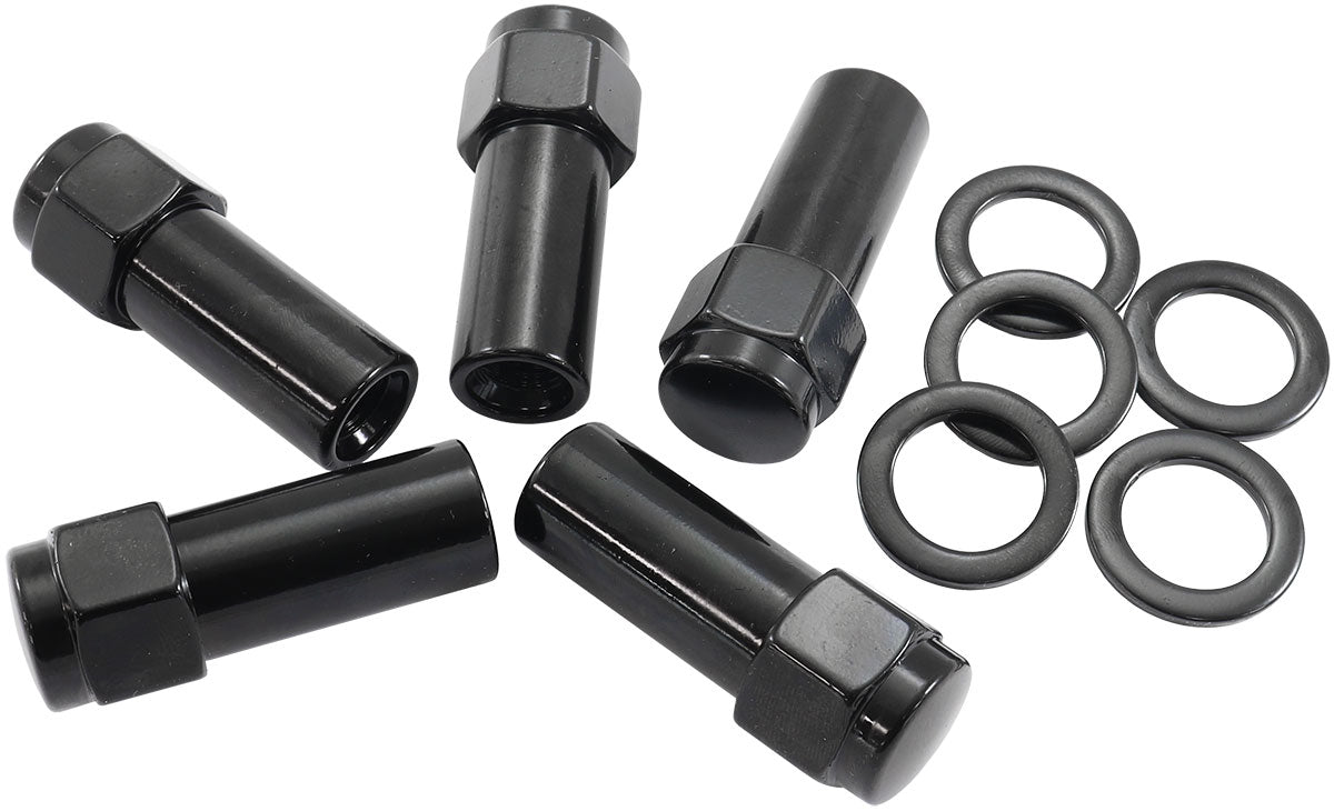1/2"-20 1.38" SHANK CLOSED    WHEEL NUTS BLACK (5 PACK)