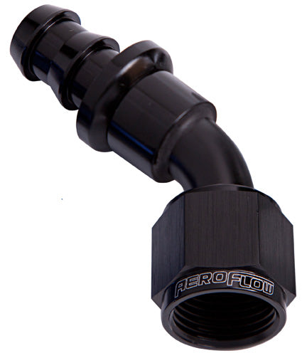 45 DEG PUSH LOCK END -6AN BLACK NO CLAMP REQUIRED
