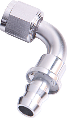 90 DEG PUSH LOCK END -8AN SILVER NO CLAMP REQUIRED