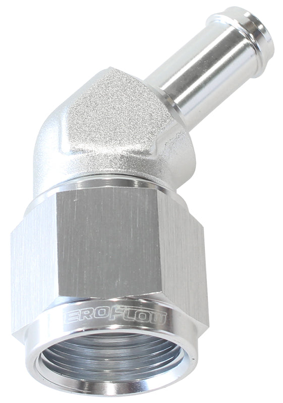 FEMALE -8AN 45DEG TO 3/8" BARBSILVER SWIVEL NUT