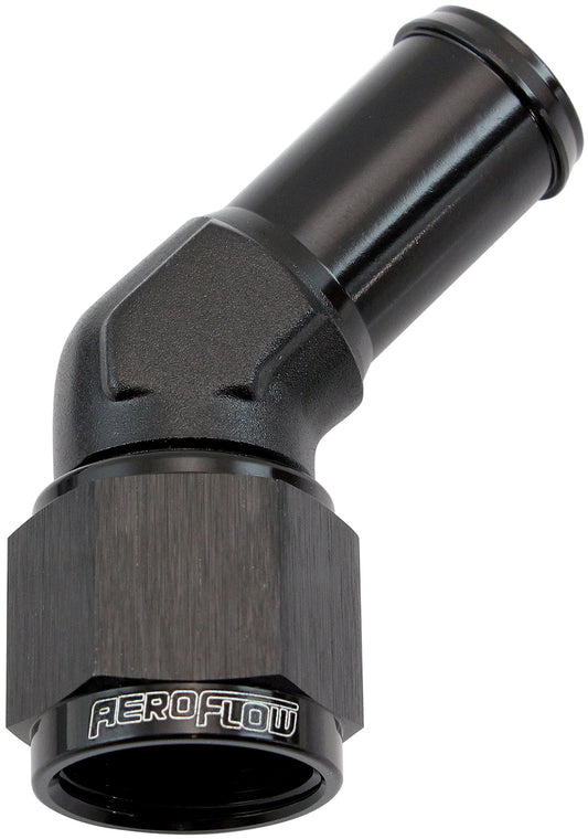 FEMALE -8AN 45DEG TO 5/8" BARBBLACK SWIVEL NUT
