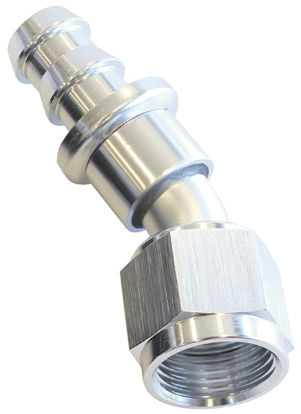 30 DEG PUSH LOCK END -8AN SILVER NO CLAMP REQUIRED<15PSI