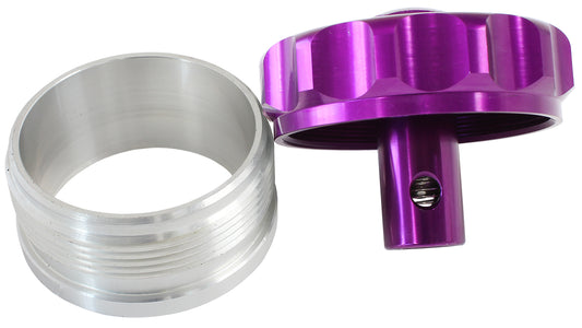 2" ALUM WELD BUNG AND CAP     PURPLE WITH ROLL OVER VALVE