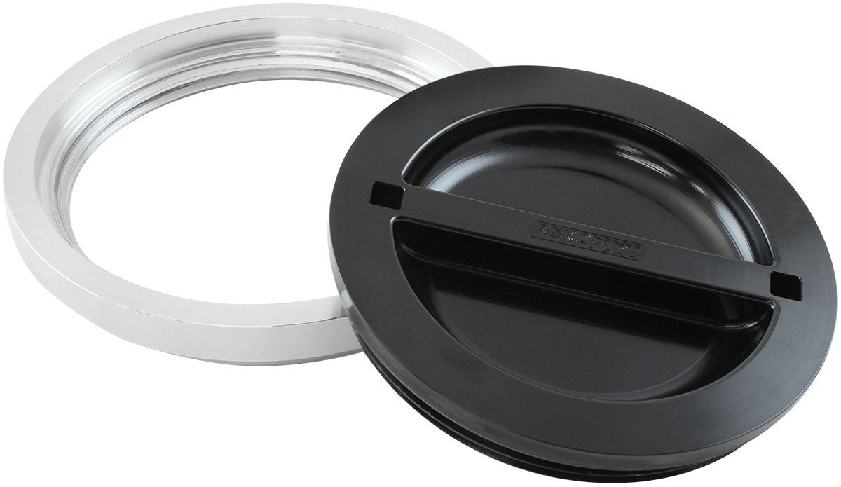 6" WELD BUNG AND BLACK CAP    ALLOY ICE BOX FEMALE WELD-ON  WATER Aeroflow - AF 464-96BLK