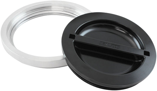 6" WELD BUNG AND BLACK CAP    ALLOY ICE BOX FEMALE WELD-ON  WATER Aeroflow - AF 464-96BLK