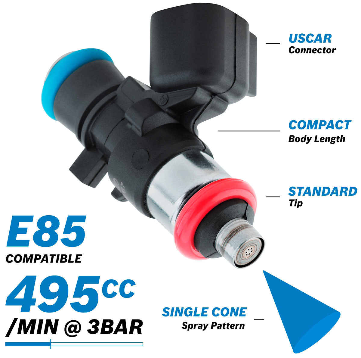 BOSCH 495CC FUEL INJECTOR EV14 SHORT USCAR 0280158187 Default Title
