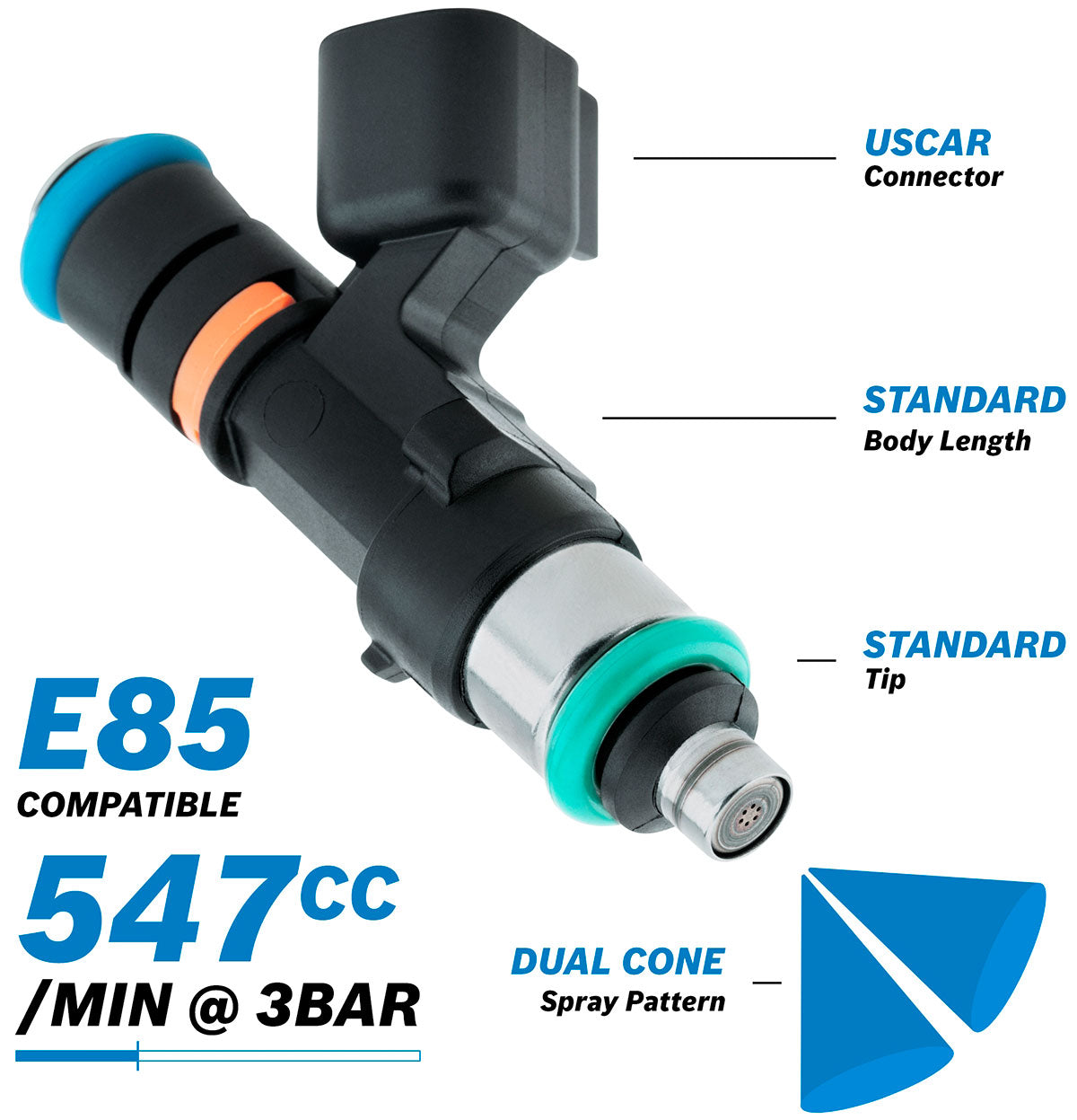 BOSCH 547CC FUEL INJECTOR EV14 MEDIUM USCAR 0280158117 Default Title