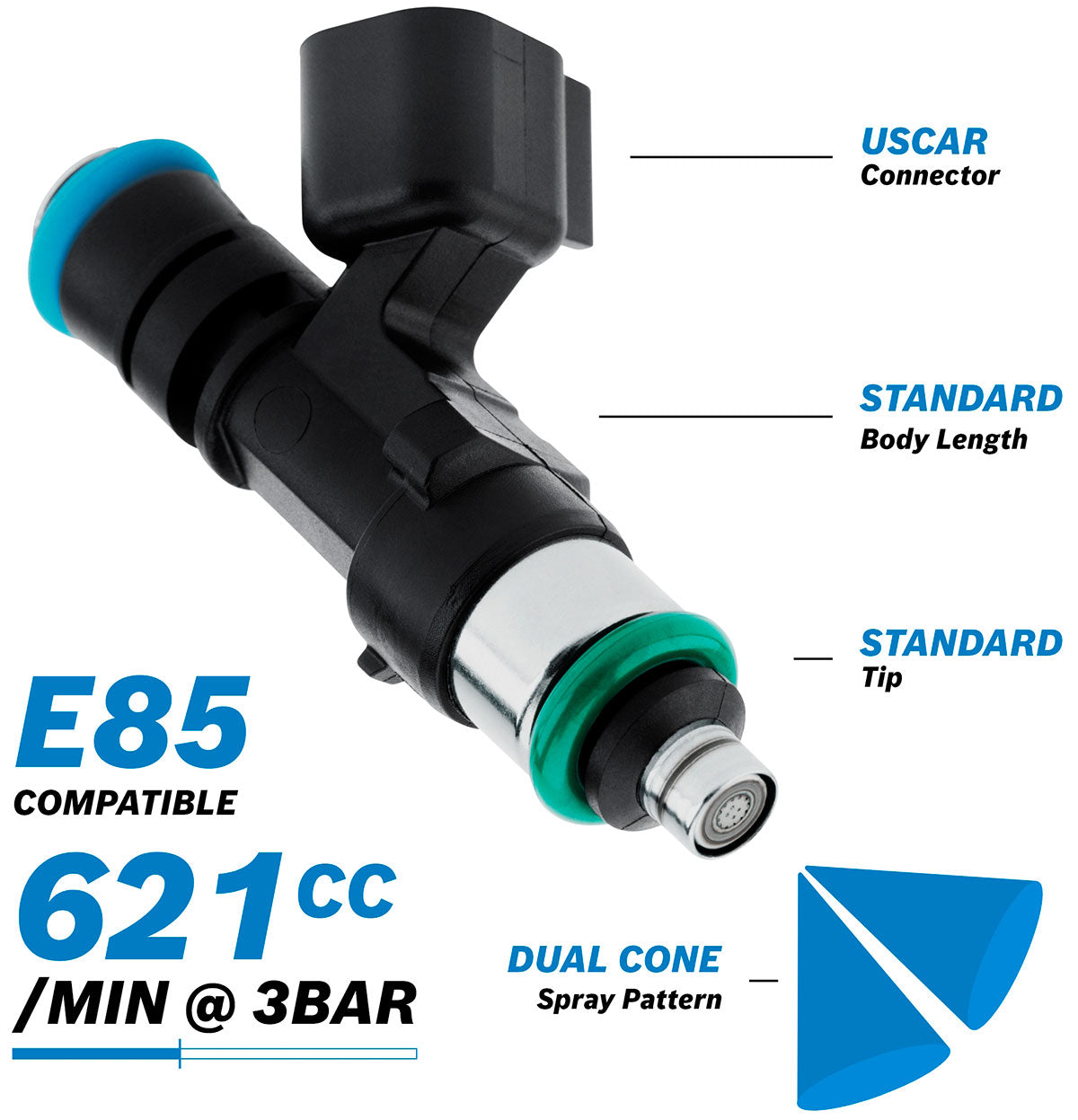 BOSCH 621CC FUEL INJECTOR EV14 MEDIUM USCAR 0280158298 Default Title