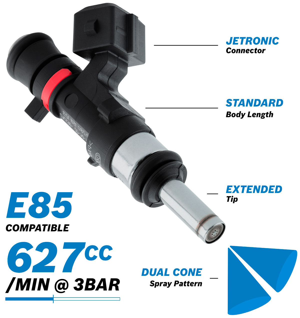 BOSCH 627CC FUEL INJECTOR EV14 MEDIUM JETRONI 0280158123 Default Title