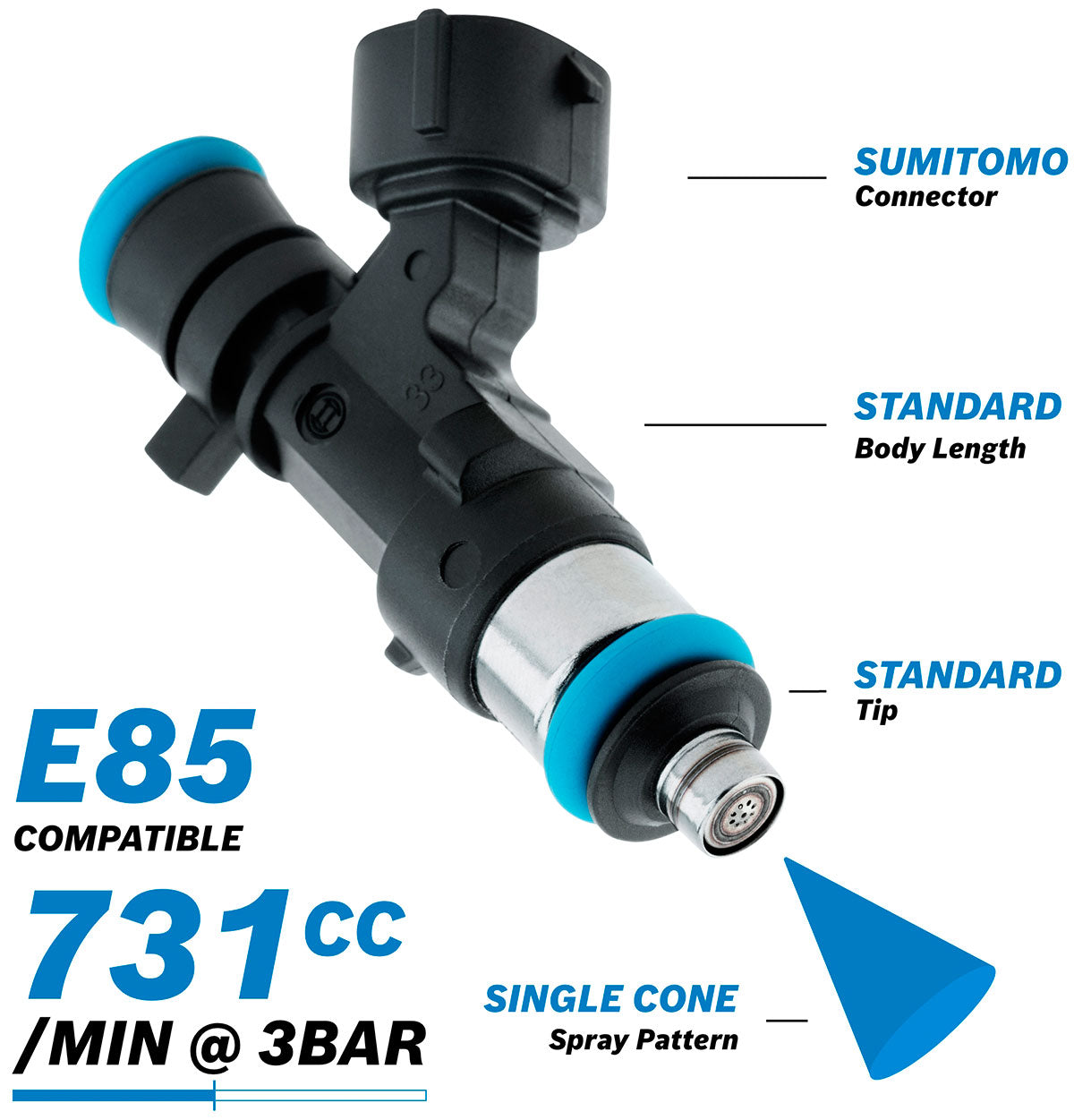 BOSCH 731CC FUEL INJECTOR EV14 MEDIUM DENSO 0280158235 Default Title