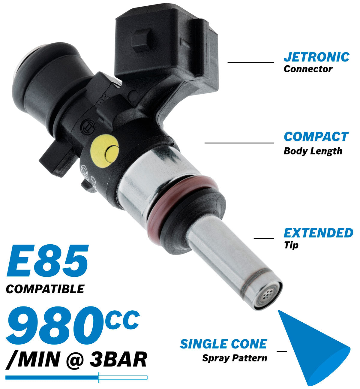 BOSCH 980CC FUEL INJECTOR EV14 SHORT JETRONIC 0280158040 Default Title
