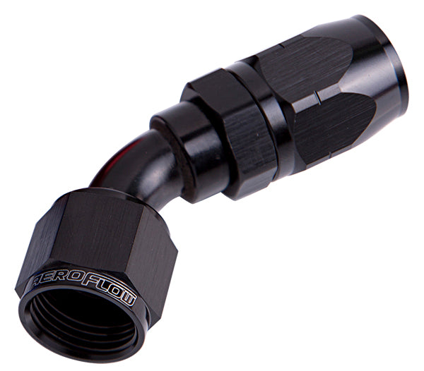 ALLOY 45 DEG HOSE END -8AN BLACK CUTTER STYLE FULL SWIVEL Default Title