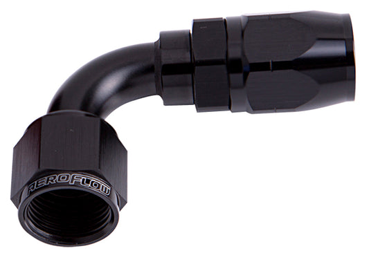 ALLOY 90 DEG HOSE END -4AN    BLACK CUTTER STYLE FULL SWIVEL
