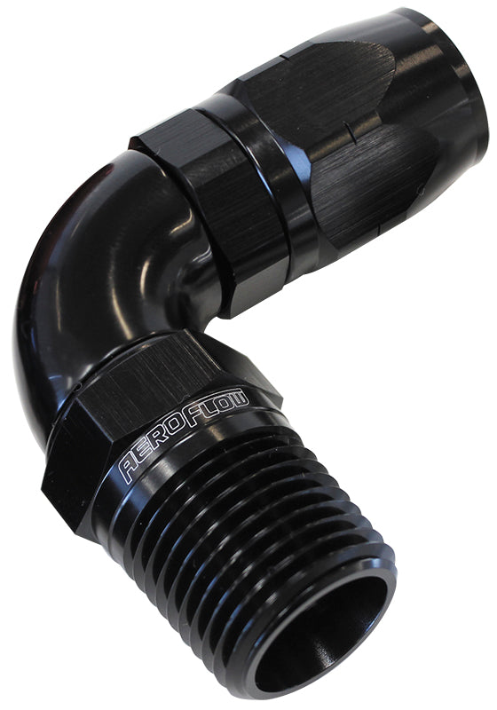 Male 1/4 NPT 90 Deg to -8 HoseBLACK FULL FLOW BILLET 1 PIECE Default Title