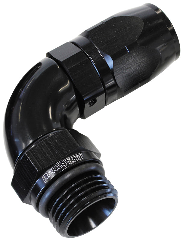 MALE HOSE END -12ORB to-12HOSEFULL FLOW BILLET 90 DEG BLACK