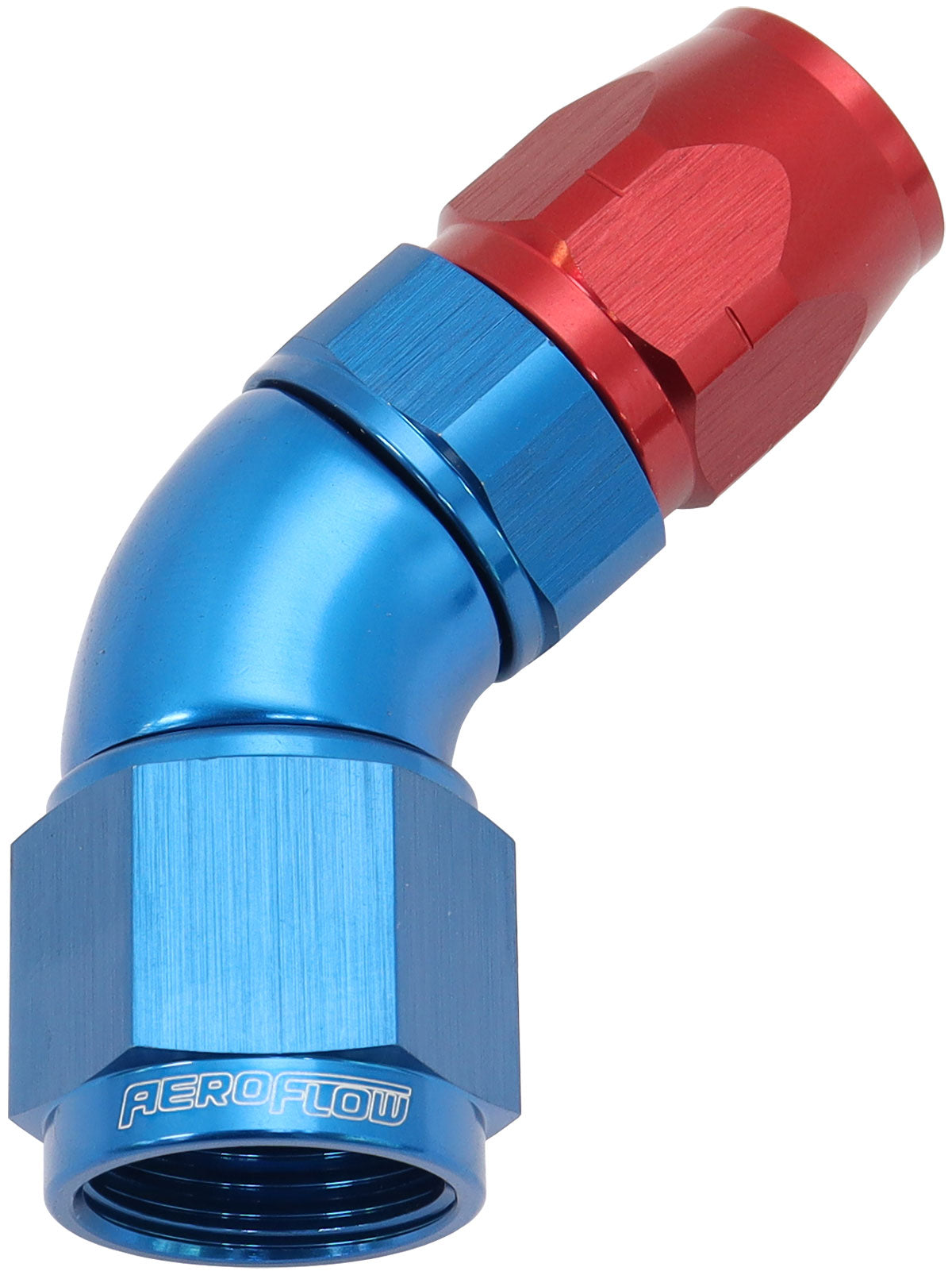 STEPPED 45 DEG HOSEEND -6 HOSETO -8AN REDUCER HOSE END BLUE