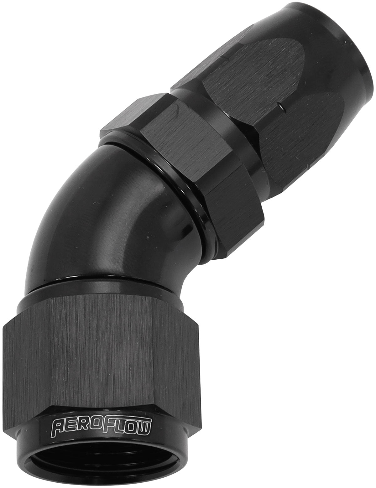 STEPPED 45 DEG HOSEEND -8 HOSETO -10AN REDUCER HOSE END BLAC