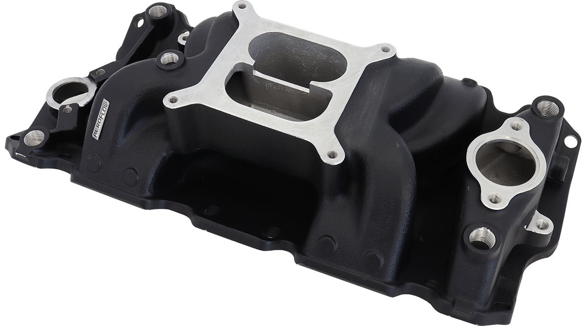 SBC AIR GAP INTAKE MANIFOLD DUAL PLANE CHEV 350 BLACK Default Title