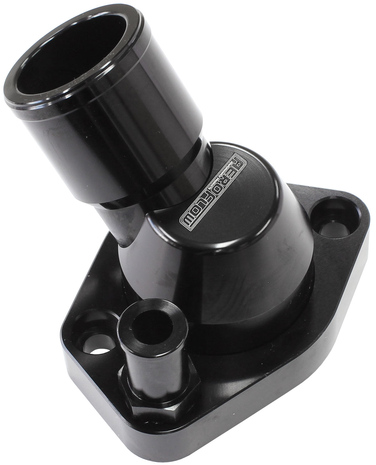 FORD SB WINDSOR 45 DEG SWIVEL BLACK THERMOSTAT HOUSING      SBF Aeroflow - AF 64-2233BLK