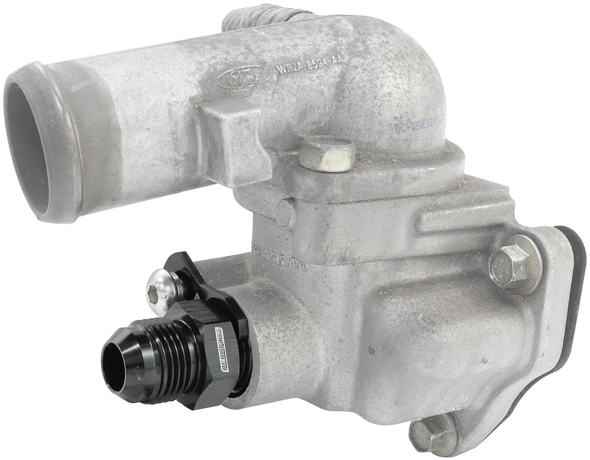 FORD BARRA THERMOSTAT -10AN   PRESS IN ADAPTER FITTING HEATETURBO Aeroflow - AF 64-4042BLK