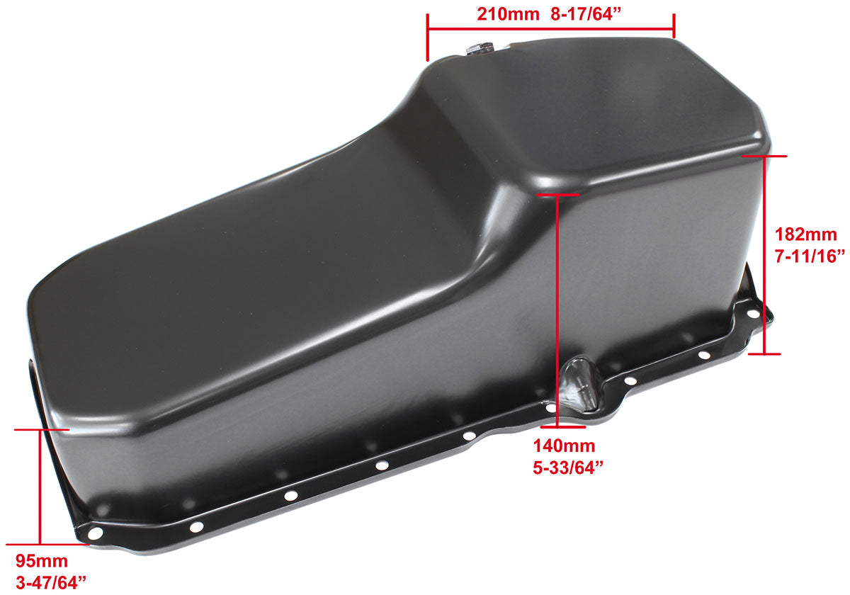STOCK OIL PAN SBC LATE '86 ON RH/SIDE DIPSTICK BLACK