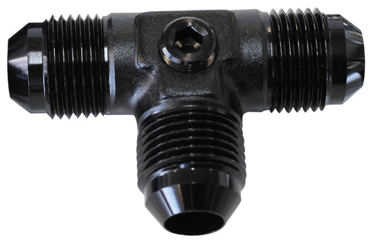 MALE FLARE TEE -6AN WITH 1/8" PORT BLACK ALL SIDES MALE AN