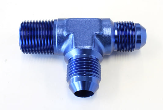 TEE -8AN WITH 1/2" NPT ON RUN BLUE AN TEE WITH NPT ON RUN