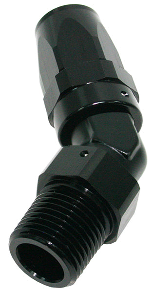 Male 3/8 NPT 45 Deg to -10 Hose Black