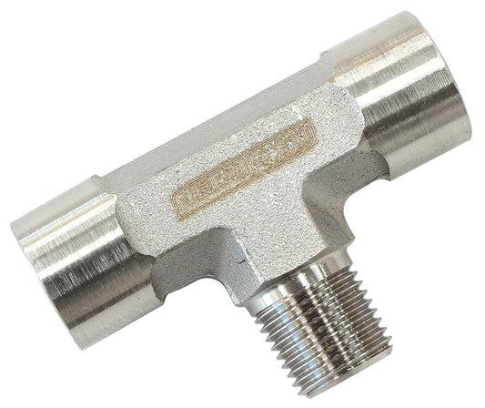 1/8" BSPT female tee male sidestainless steel male on side