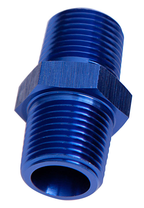 MALE COUPLER 1/4" NPT BLUE MALE TO MALE