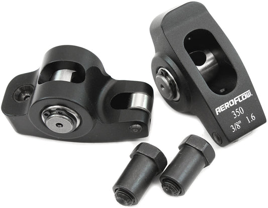 SBC ROCKER ARMS 3/8" STUD 1.6 RATIO 350 ALLOY 2024 ROLLER   PAIR Aeroflow - AF 95-1102-2