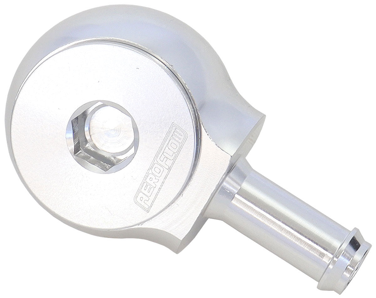 SLIMLINE -8ORB TO 5/16" BARB 90 DEG TIGHT RADIUS SILVER