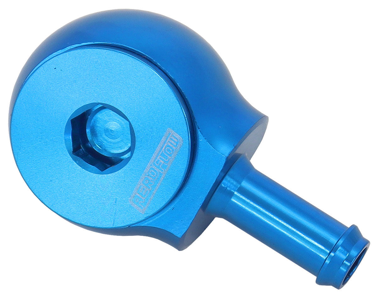 SLIMLINE -8ORB TO 3/8" BARB 90 DEG TIGHT RADIUS BLUE